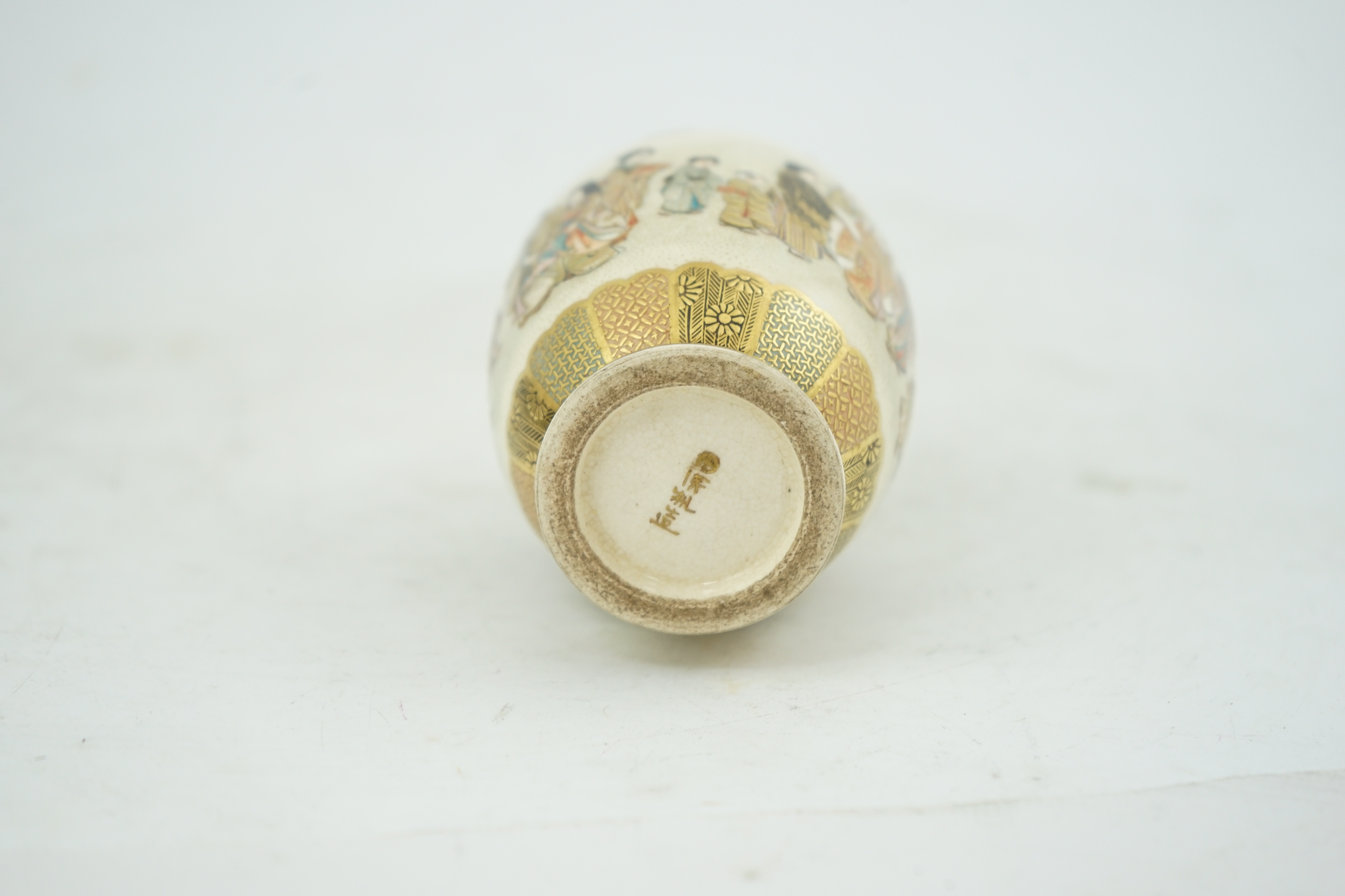 A Japanese Satsuma small ovoid vase, Meiji period